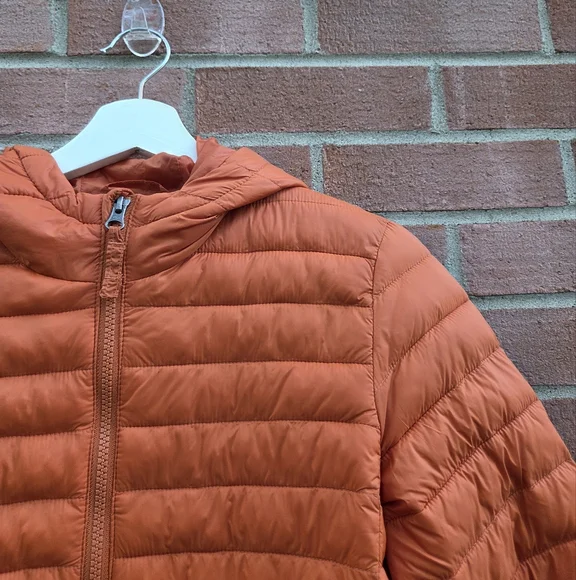 Lands' End Kids Orange ThermoPlume Packable Hooded Jacket XL 14-16 Unisex